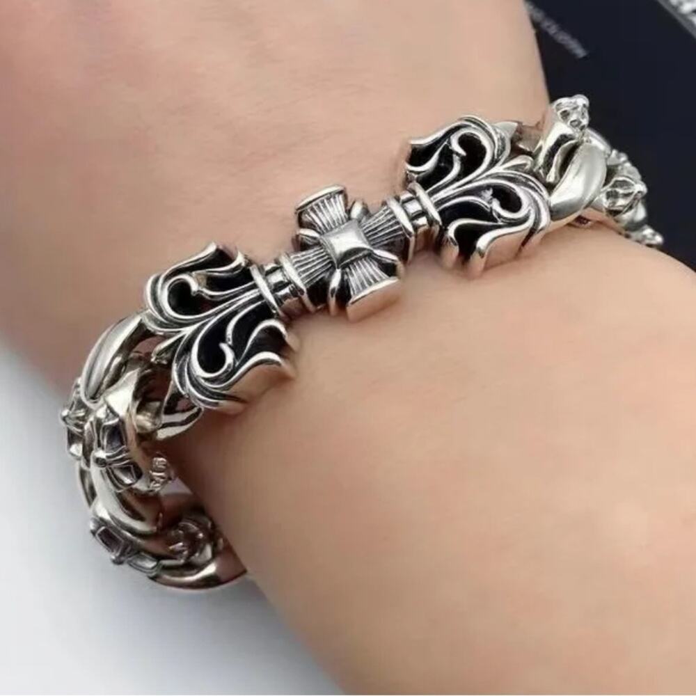 Stainless Steel Vintage Style Cross Unisex Bracelet Chain Link